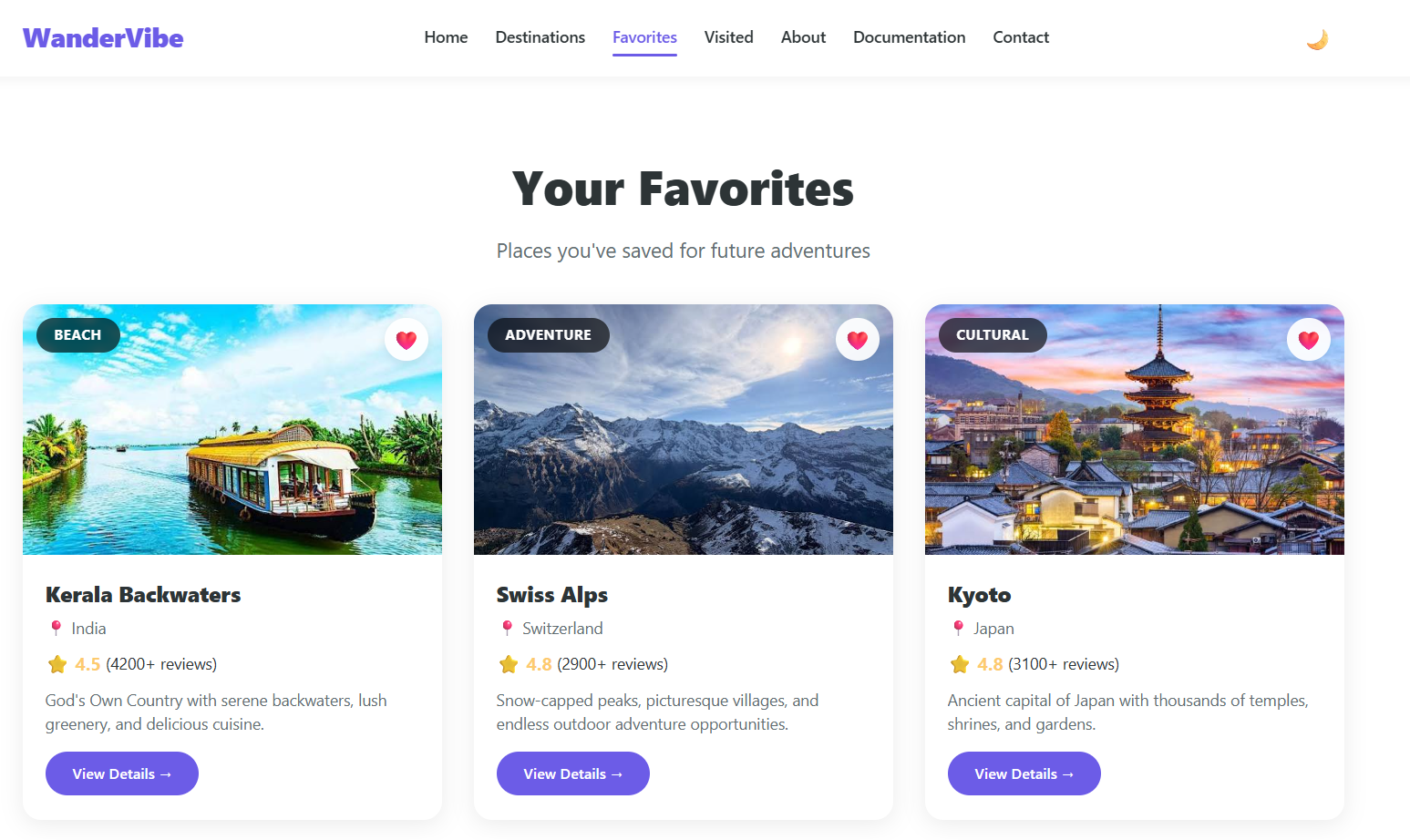 Favorites Page
